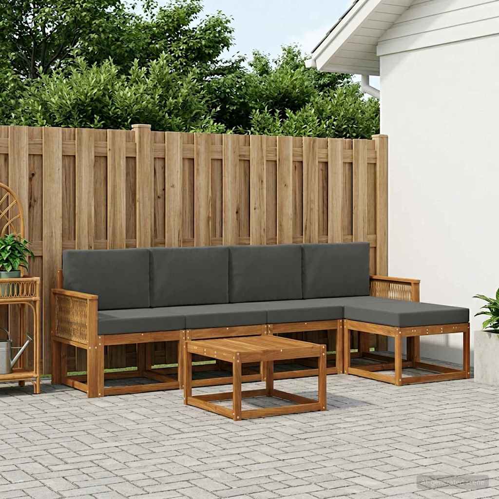 Buiten bankenset 6 pcs Natuurlijk en Antraciet Polyester is nu te koop bij PeponiXL, paradijselijk wonen!