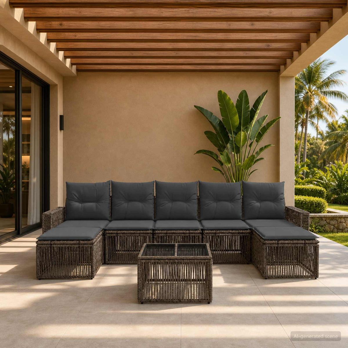 Tuinbankenset 8 pcs Grijs en Donkergrijs poly rattan is nu te koop bij PeponiXL, paradijselijk wonen!