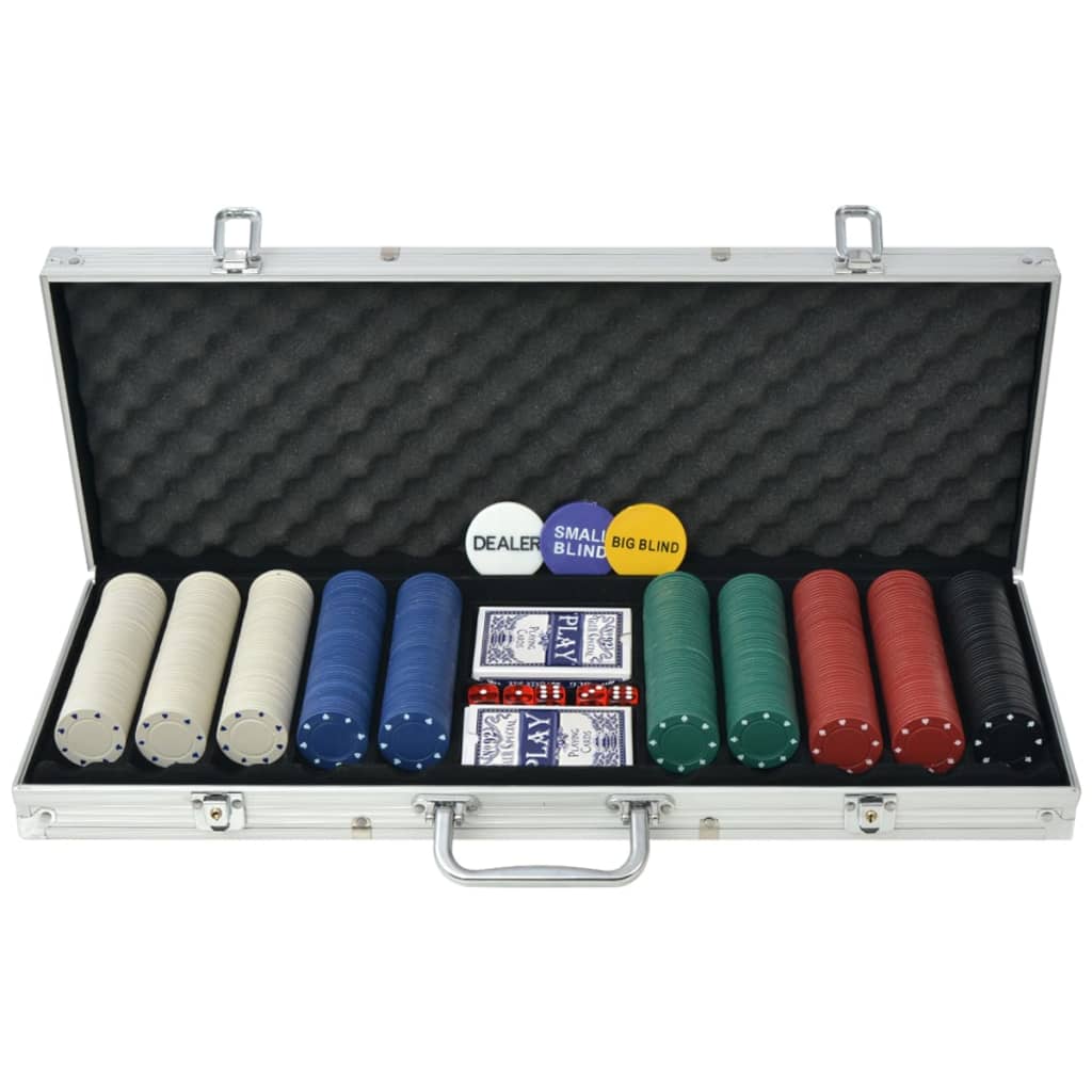 Pokerset met 500 chips aluminium is nu te koop bij PeponiXL, paradijselijk wonen!