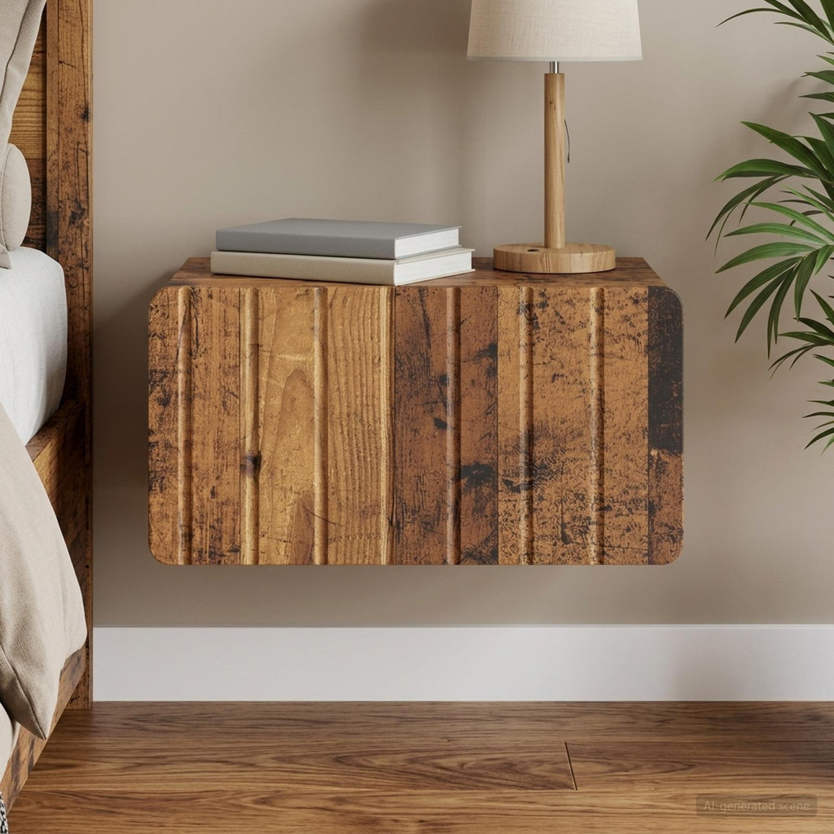 Wandbeugel Bedkast Oud hout 49 x 34,5 x 24 cm Bewerkt hout is nu te koop bij PeponiXL, paradijselijk wonen!