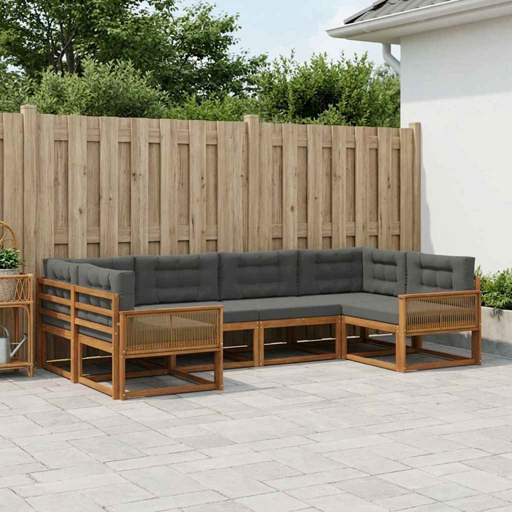 Buiten bankenset met kussen 6 pcs Natuurlijk en Antraciet is nu te koop bij PeponiXL, paradijselijk wonen!