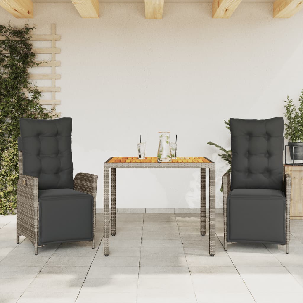 3-delige Tuinset met kussens poly rattan grijs is nu te koop bij PeponiXL, paradijselijk wonen!