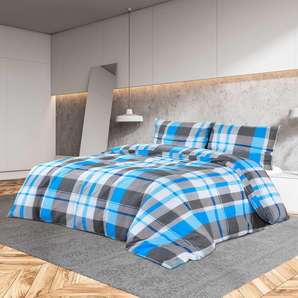 Dekbedovertrekset 135x200 cm katoen blauw en grijs is nu te koop bij PeponiXL, paradijselijk wonen!