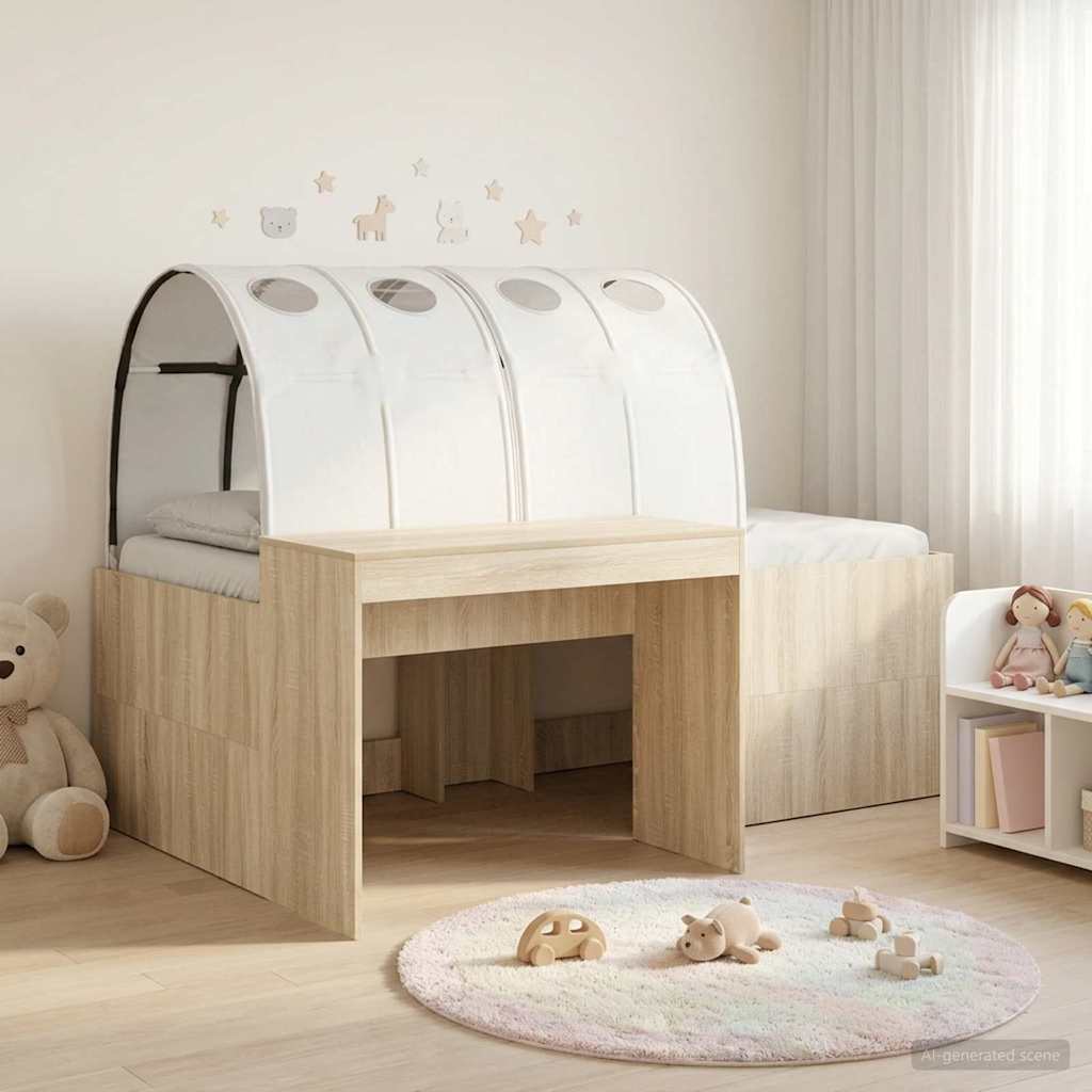 Bedframe met Tunnel 3 st Sonoma eiken en wit Bewerkt hout is nu te koop bij PeponiXL, paradijselijk wonen!