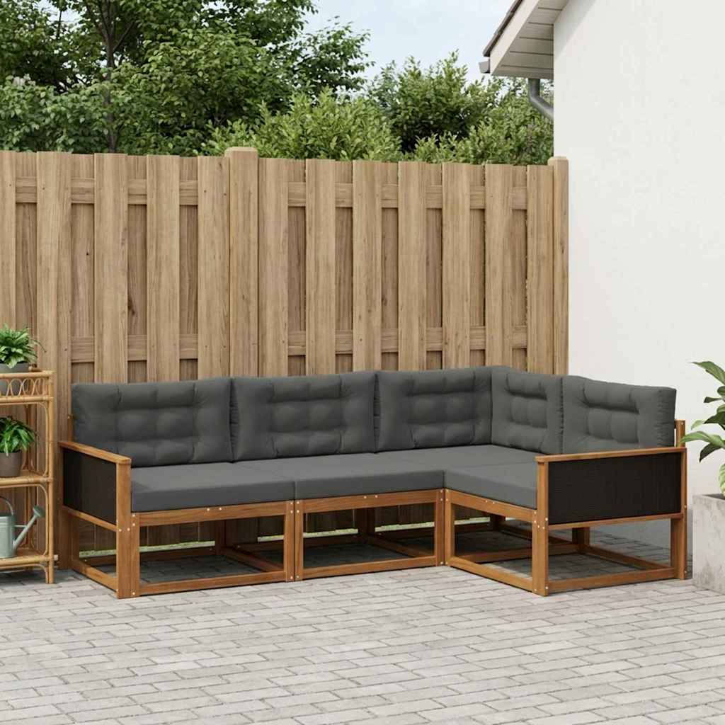 Buiten bankenset met kussen 4 pcs Natuurlijk en Antraciet is nu te koop bij PeponiXL, paradijselijk wonen!