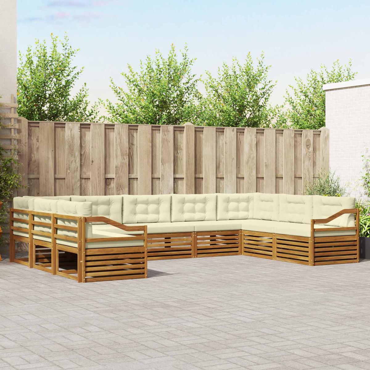 Buiten bankenset 9 pcs Natuurlijk en Crème Massief Acaciahout is nu te koop bij PeponiXL, paradijselijk wonen!