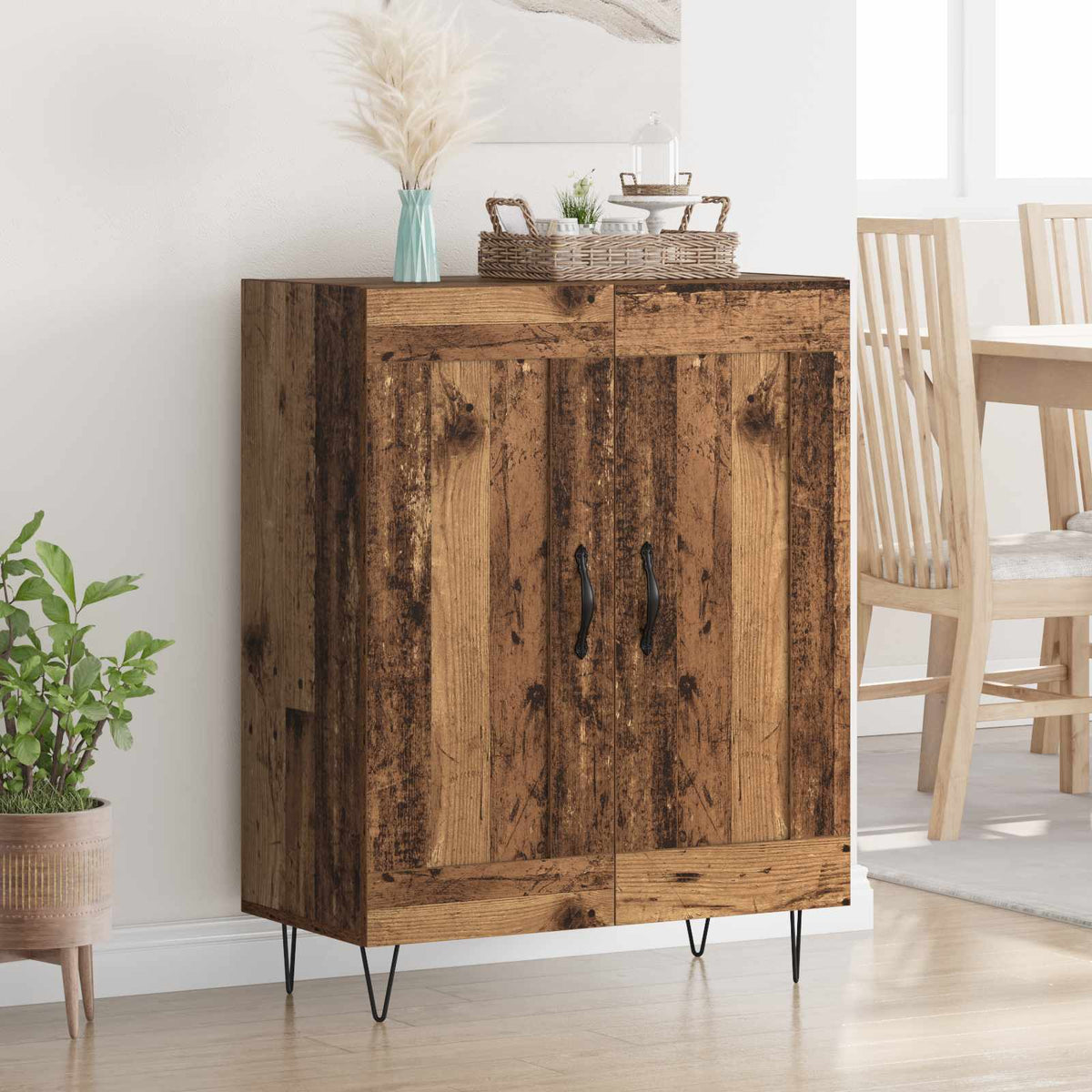 Dressoir Oud Hout 69,5 x 34 x 90 cm Gemonteerd hout en ijzer is nu te koop bij PeponiXL, paradijselijk wonen!