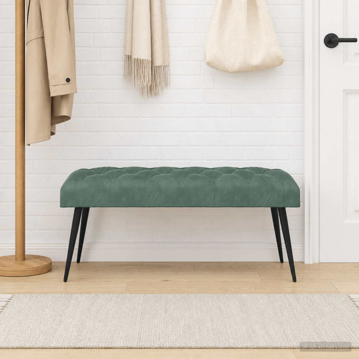 Bank met knoopverstelling Zeegroen 110 x 40 x 46 cm Fluweel is nu te koop bij PeponiXL, paradijselijk wonen!