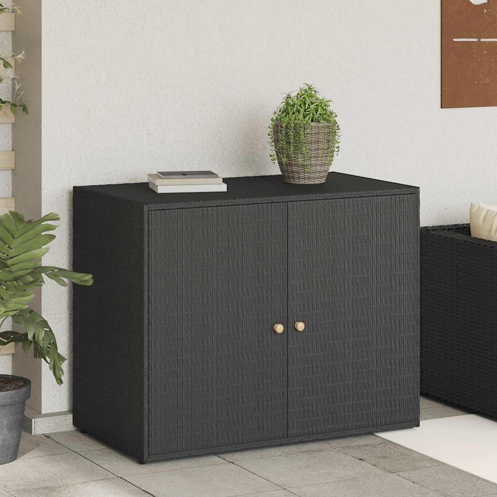 Tuinkast Zwart 100x55,5x80 cm Poly Rattan is nu te koop bij PeponiXL, paradijselijk wonen!
