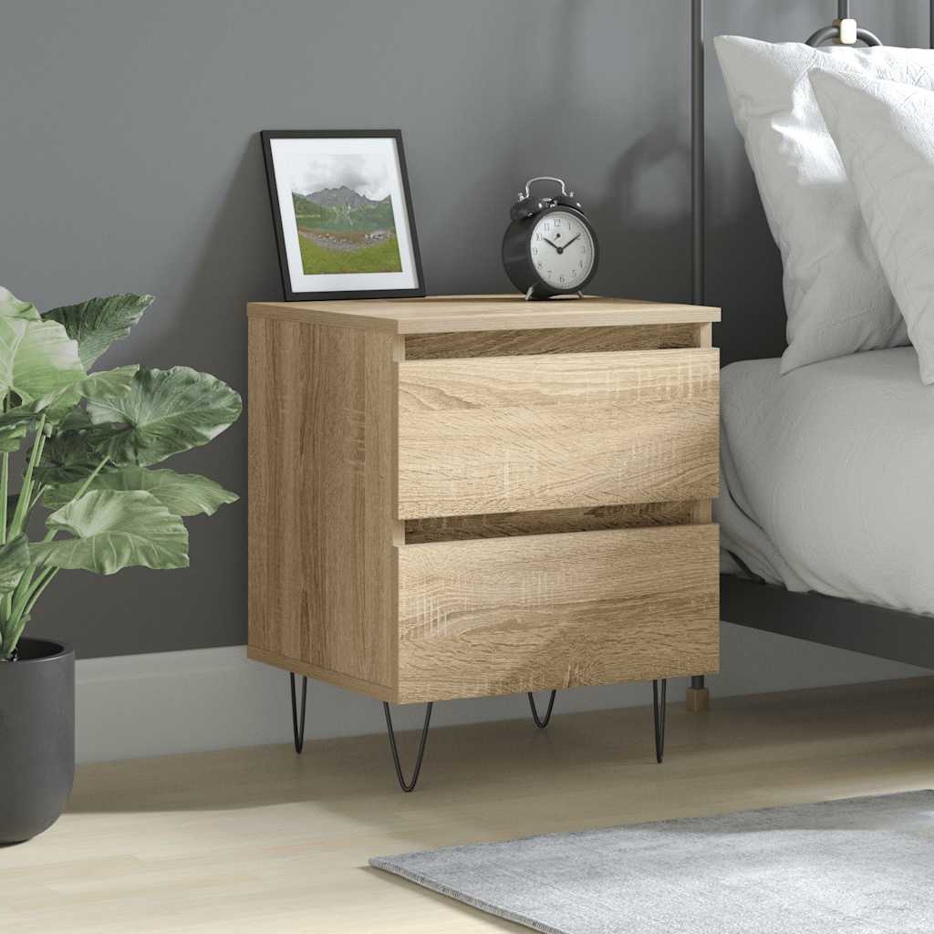 Nachtkastje 40x35x50 cm bewerkt hout sonoma eikenkleurig is nu te koop bij PeponiXL, paradijselijk wonen!