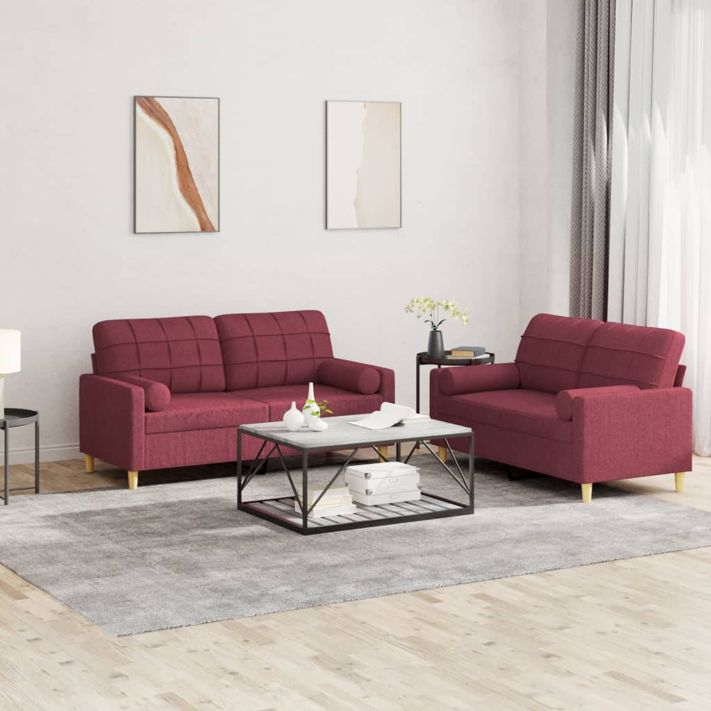 2-delige Loungeset met kussens stof wijnrood is nu te koop bij PeponiXL, paradijselijk wonen!