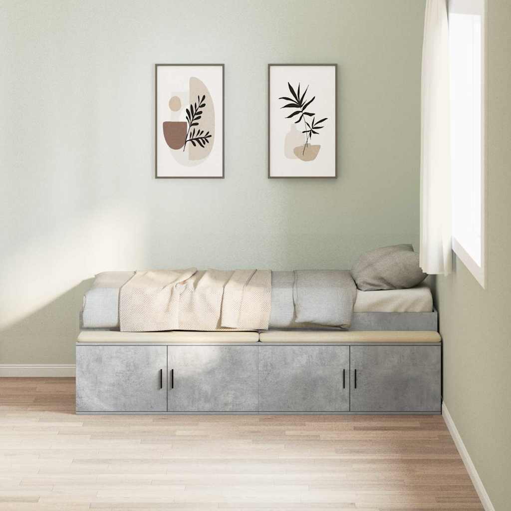 Bedframe met lade Beton Grijs 100 x 200 cm Bewerkt hout is nu te koop bij PeponiXL, paradijselijk wonen!