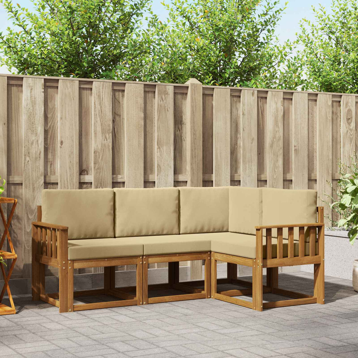Buiten bankenset met kussen 4 pcs Natuurlijk en Beige is nu te koop bij PeponiXL, paradijselijk wonen!