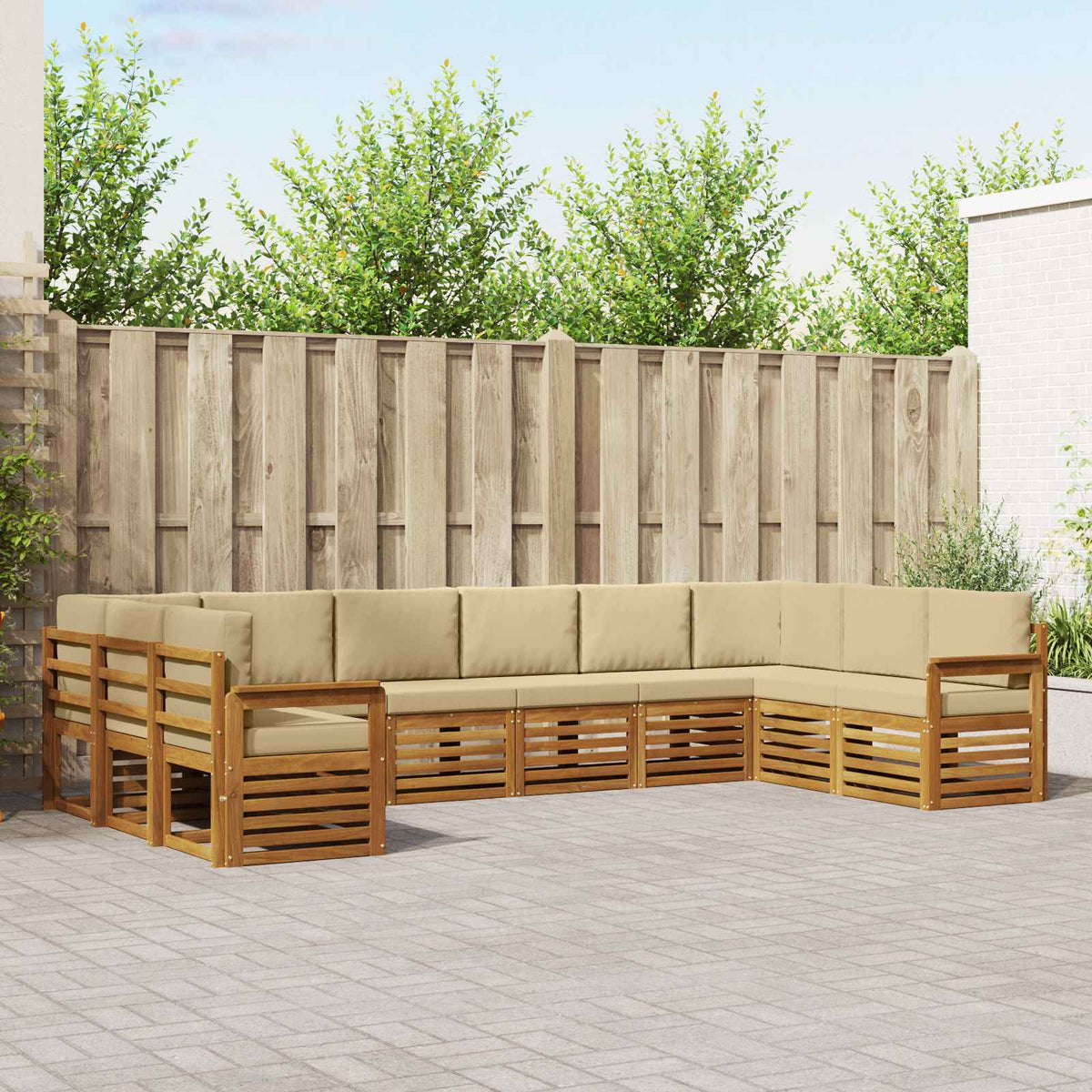Hoekbank Set met kussen 10 pcs Natuurlijk en Beige is nu te koop bij PeponiXL, paradijselijk wonen!