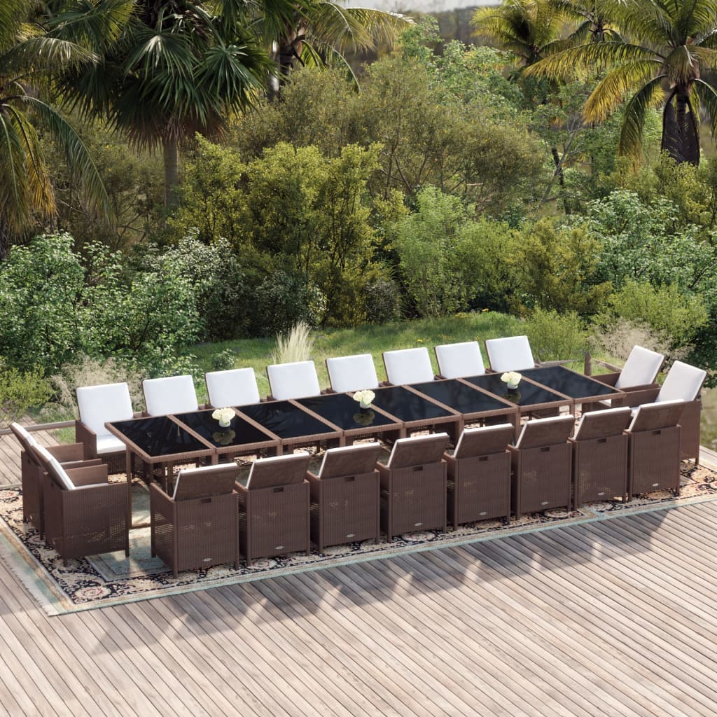 21-delige Tuinset met kussens poly rattan bruin is nu te koop bij PeponiXL, paradijselijk wonen!