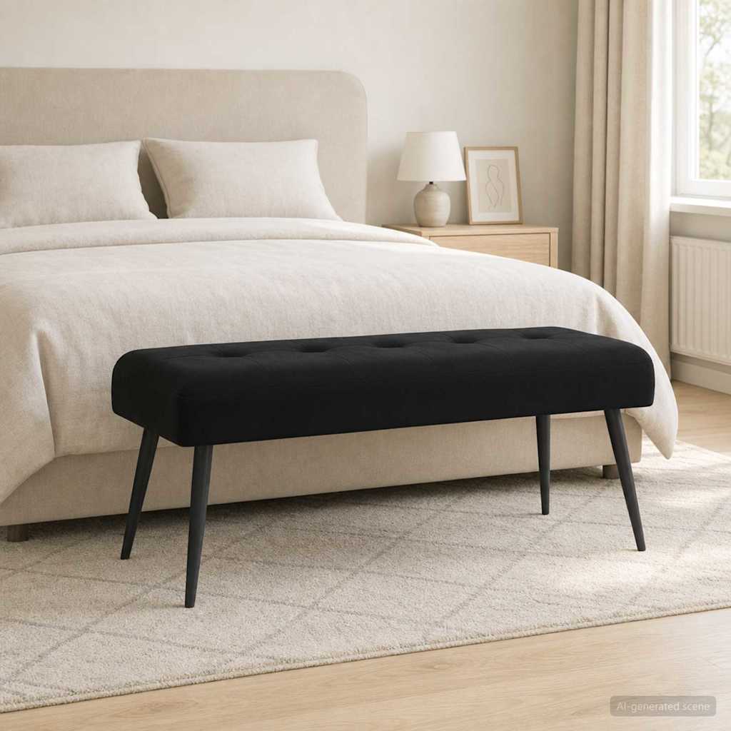 Bank met knoopverstelling Zwart 110 x 40 x 46 cm fluweel is nu te koop bij PeponiXL, paradijselijk wonen!