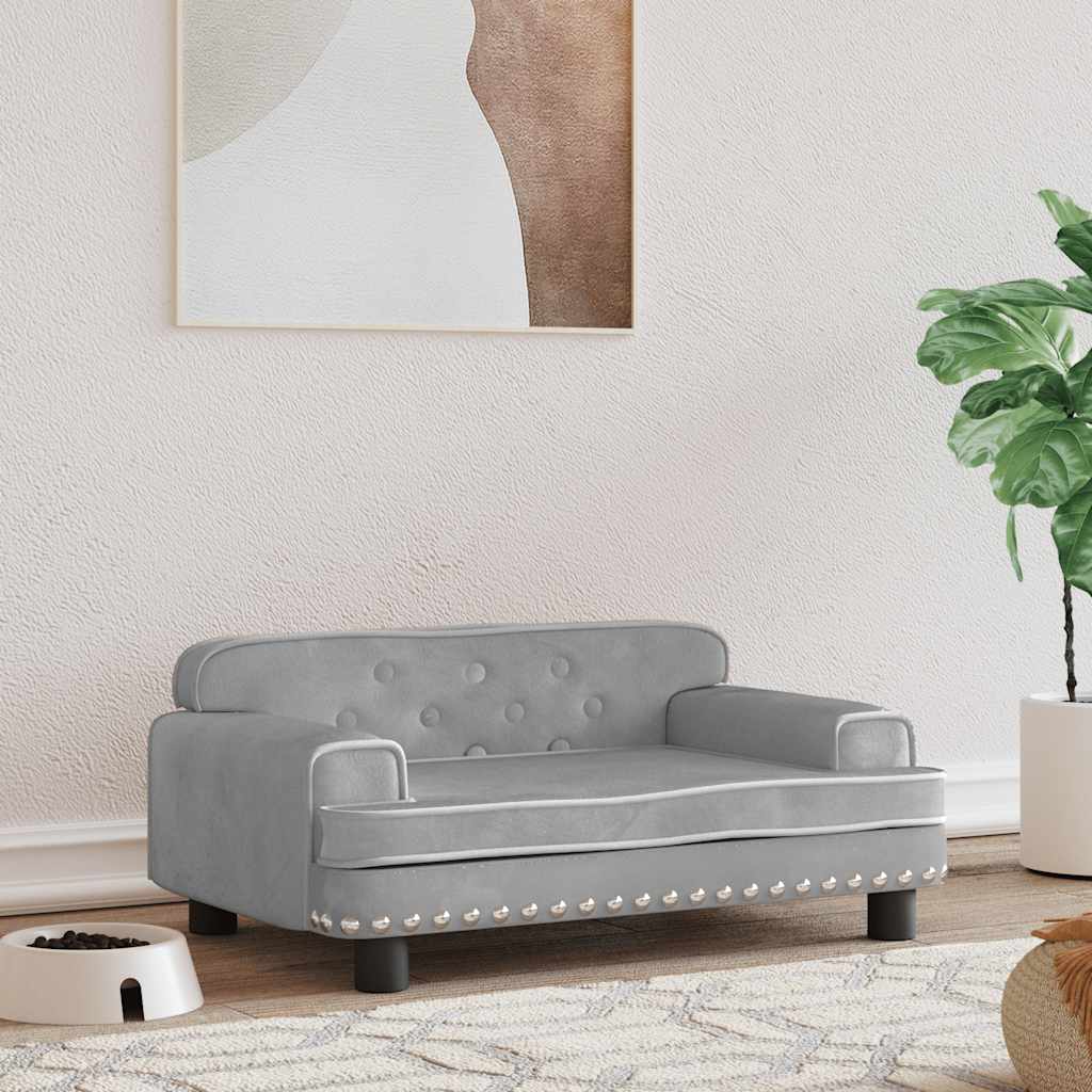 Hondenmand 70x45x30 cm fluweel lichtgrijs is nu te koop bij PeponiXL, paradijselijk wonen!