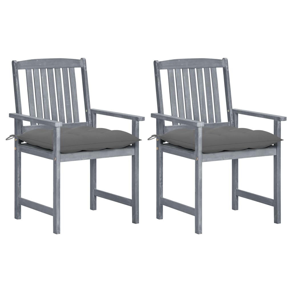 Tuinstoelen 2 st met kussens massief acaciahout grijs is nu te koop bij PeponiXL, paradijselijk wonen!