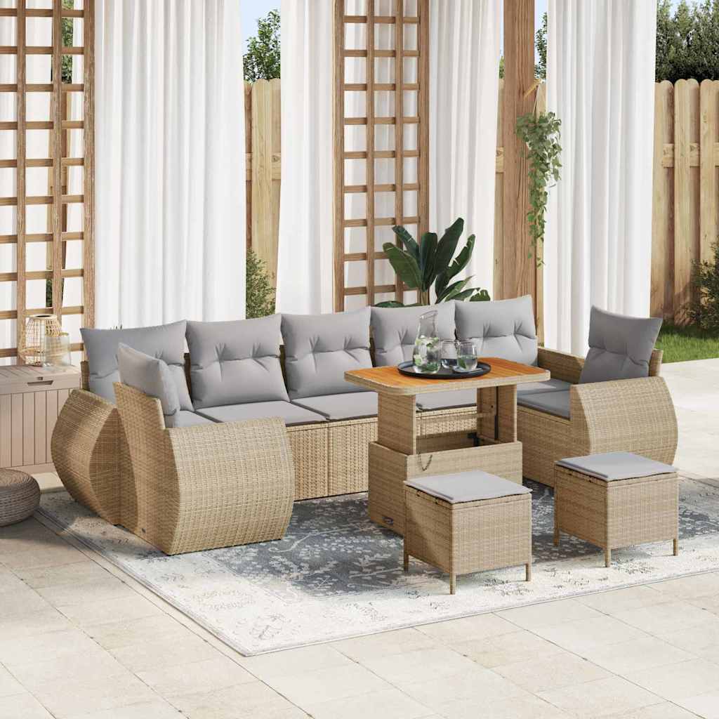 Tuinbankenset 10 pcs Beige poly rattan is nu te koop bij PeponiXL, paradijselijk wonen!