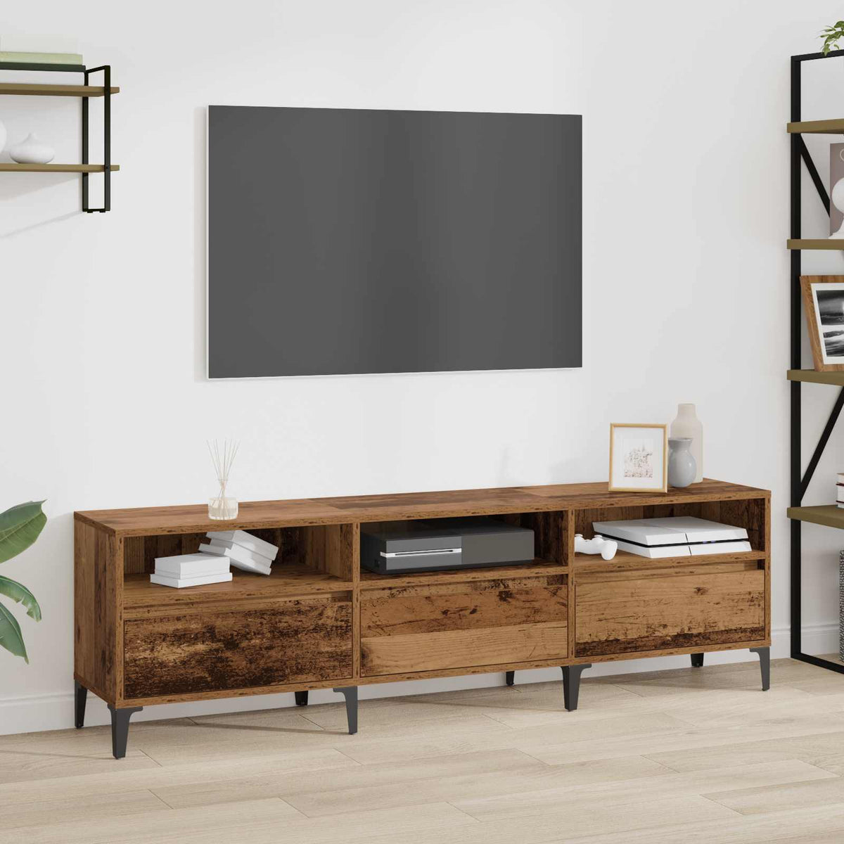 TV-kast Oud Hout 150 x 30 x 45 cm Gemonteerd hout en ijzer is nu te koop bij PeponiXL, paradijselijk wonen!