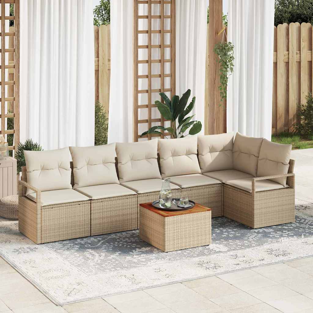 Tuinbankenset 7 st Beige en Crème poly rattan is nu te koop bij PeponiXL, paradijselijk wonen!