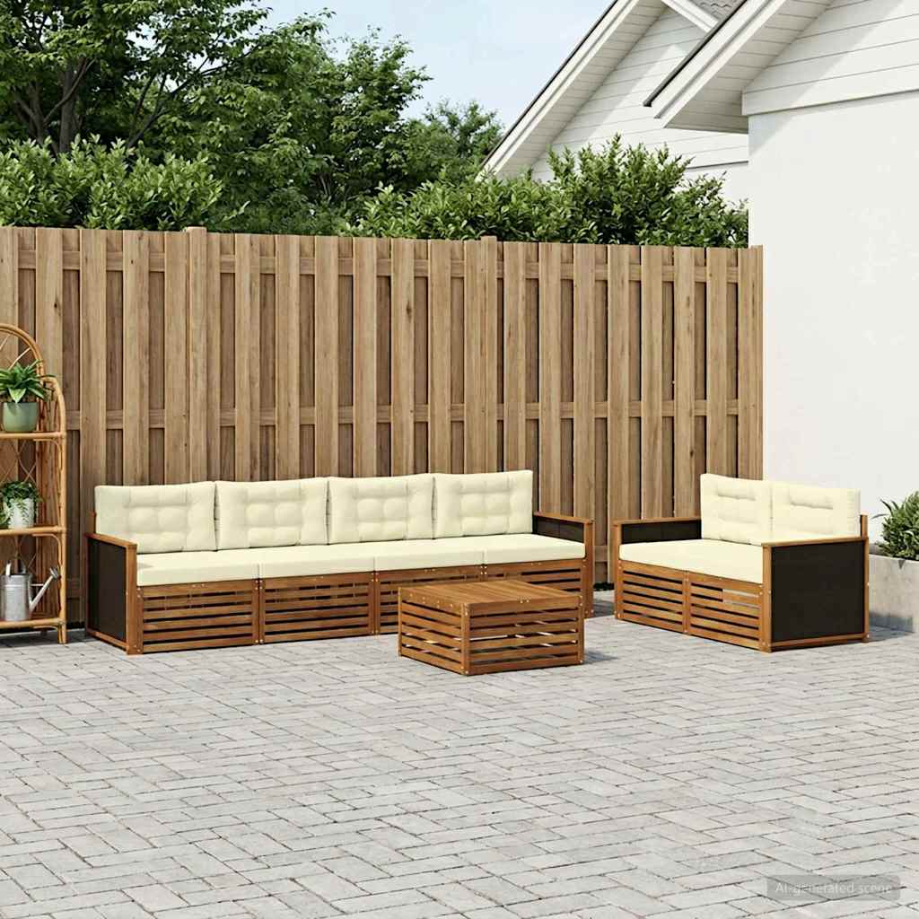 Buiten bankenset met kussen 7 pcs Natuurlijk en Crème Polyester is nu te koop bij PeponiXL, paradijselijk wonen!