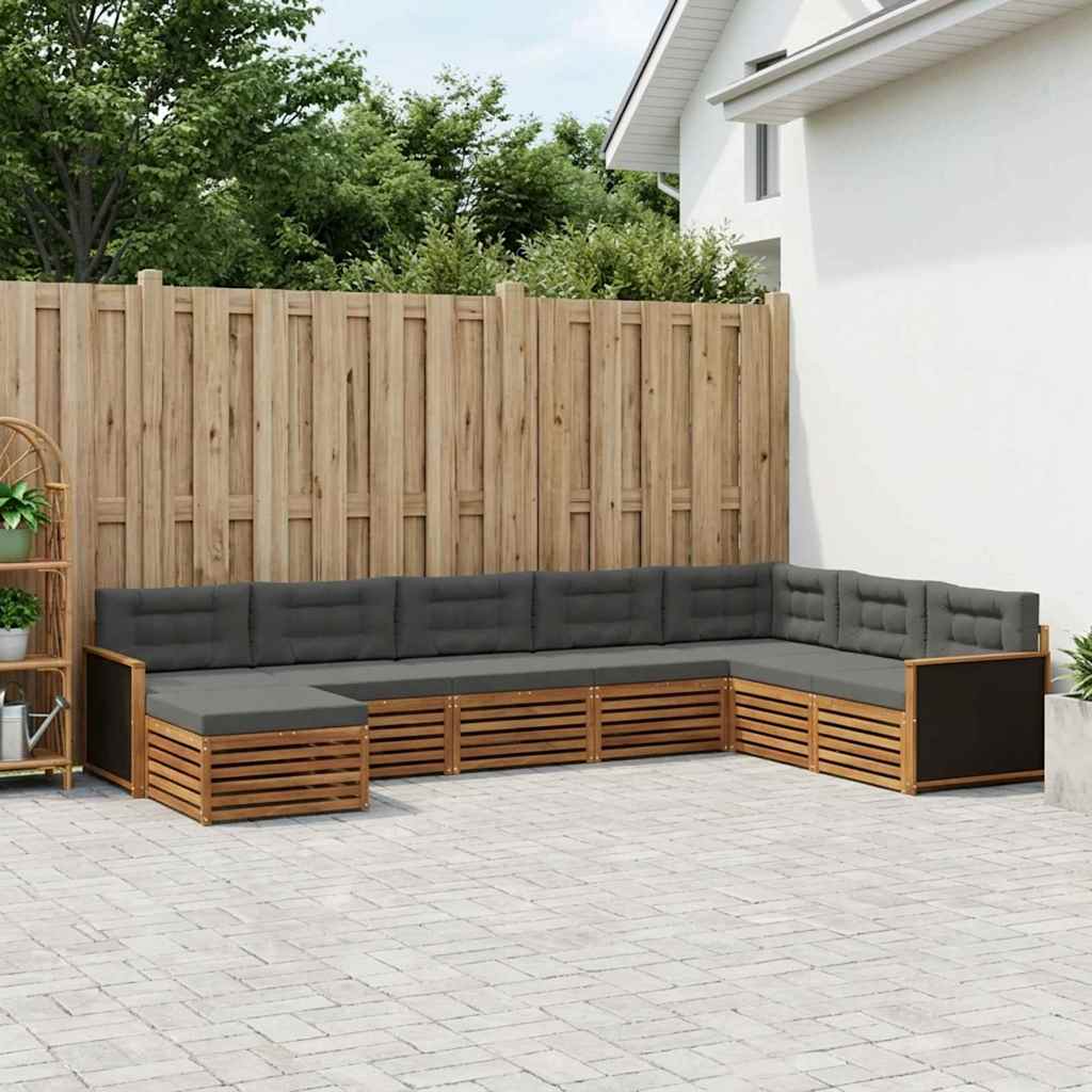 Buiten bankenset met kussen 8 pcs Natuurlijk en Antraciet is nu te koop bij PeponiXL, paradijselijk wonen!