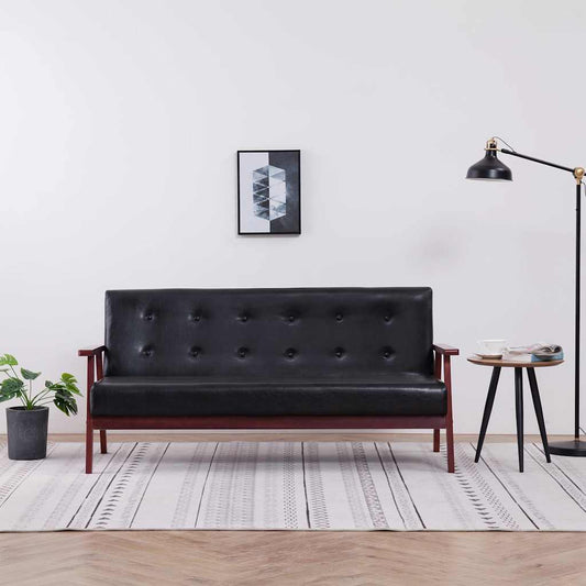 Driezitsbank kunstleer zwart is nu te koop bij PeponiXL, paradijselijk wonen!