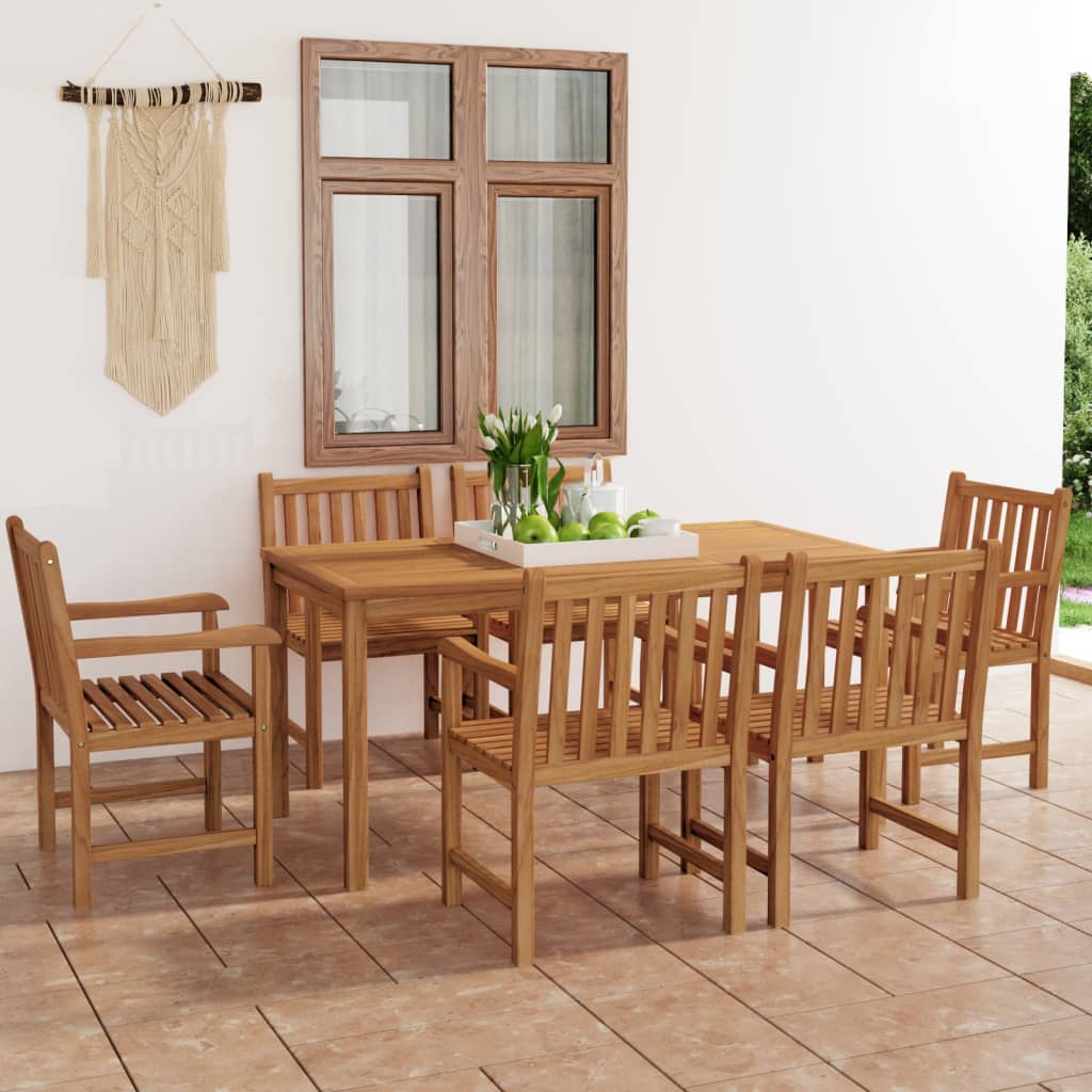 7-delige tuinset 160x80 cm massief teakhout is nu te koop bij PeponiXL, paradijselijk wonen!