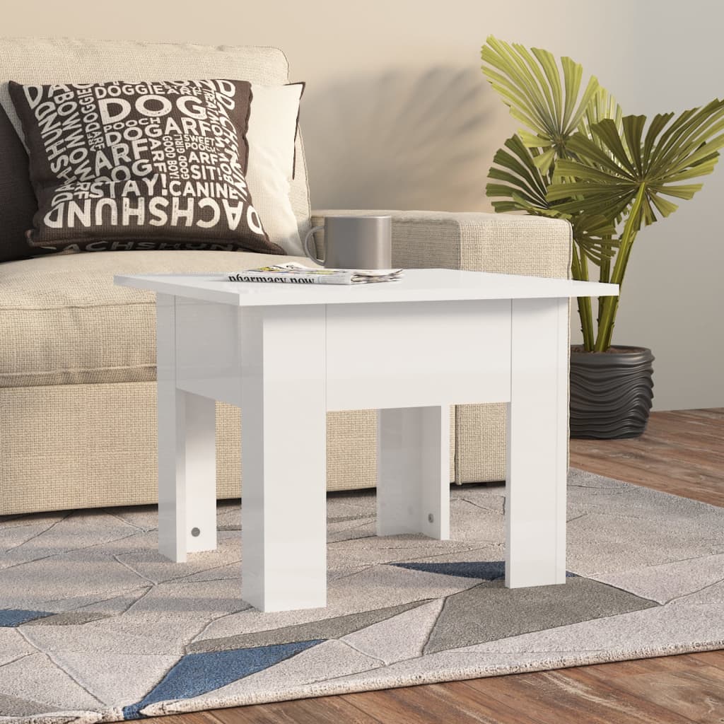 Salontafel 55x55x42 cm bewerkt hout hoogglans wit is nu te koop bij PeponiXL, paradijselijk wonen!