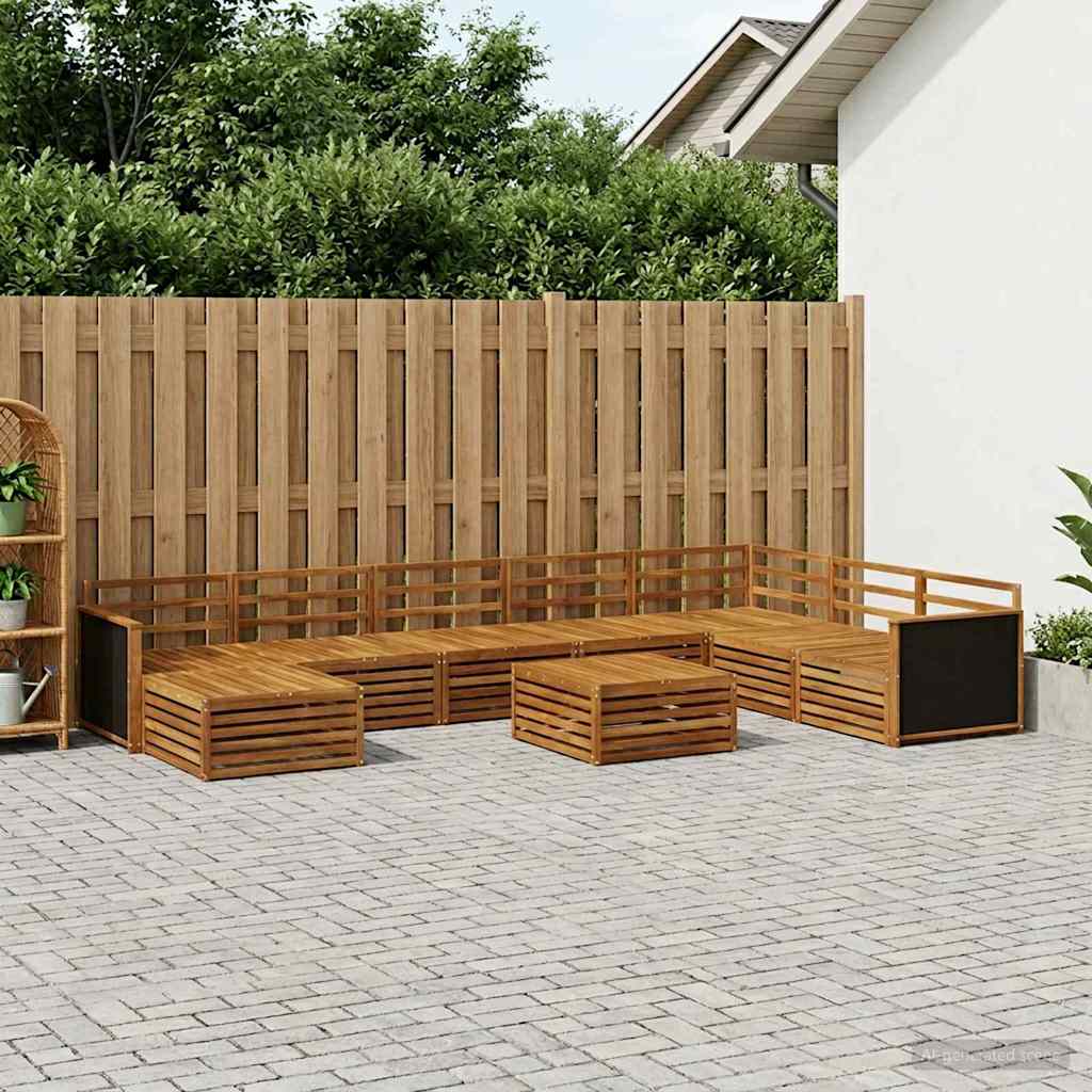Buiten bankenset 9 pcs Naturel Massief Acaciahout is nu te koop bij PeponiXL, paradijselijk wonen!