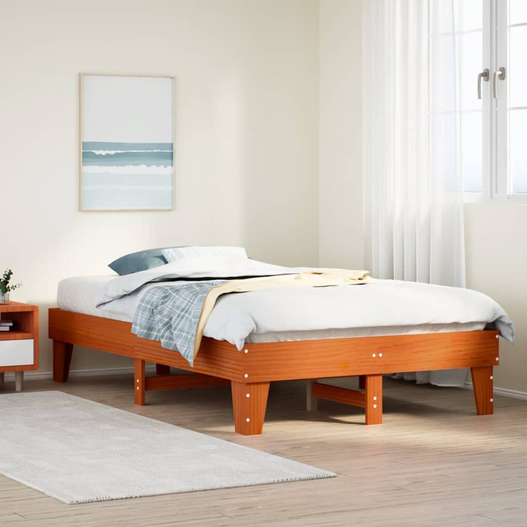 Bedframe zonder matras massief grenenhout wasbruin 120x200 cm is nu te koop bij PeponiXL, paradijselijk wonen!