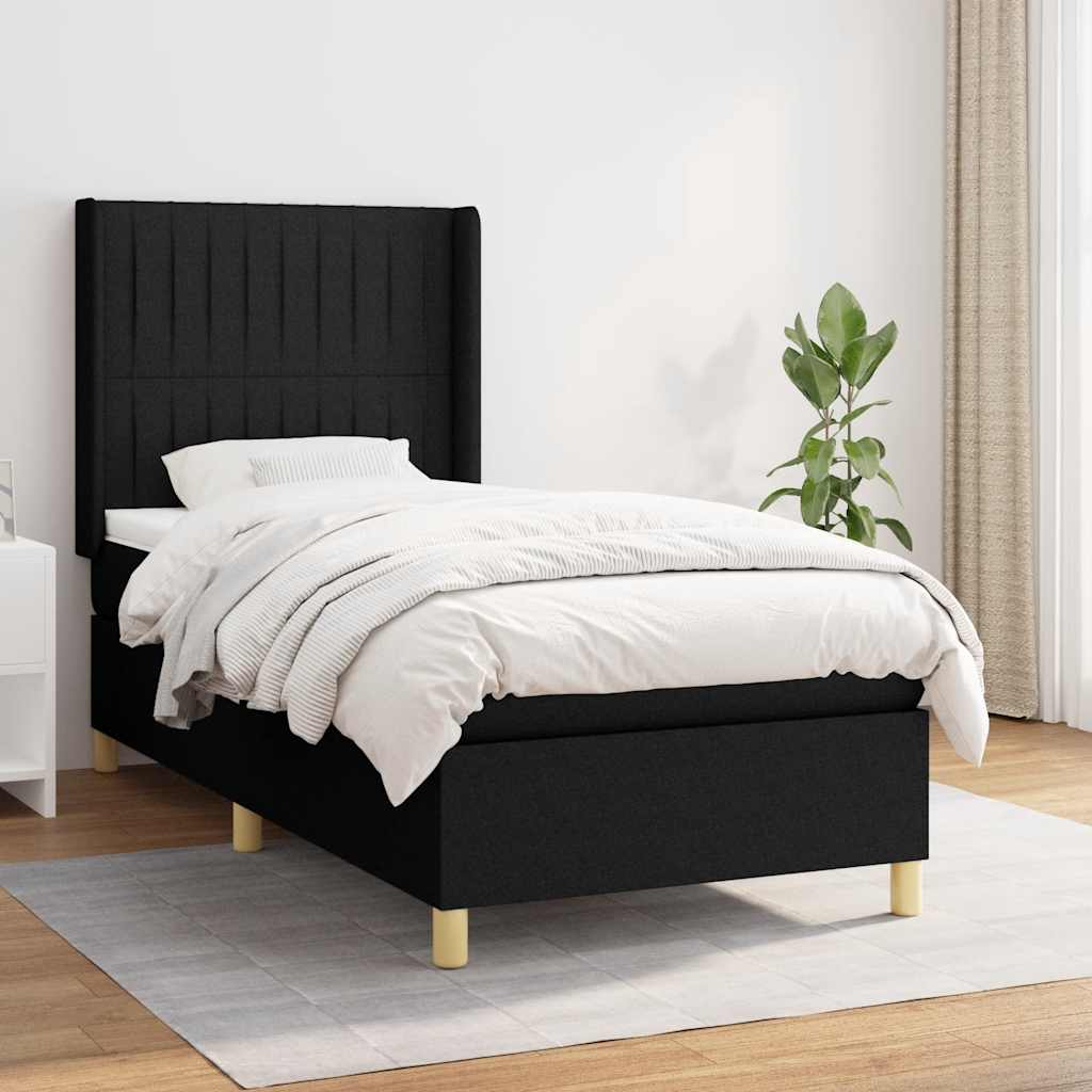 Boxspring met matras stof zwart 90x200 cm is nu te koop bij PeponiXL, paradijselijk wonen!