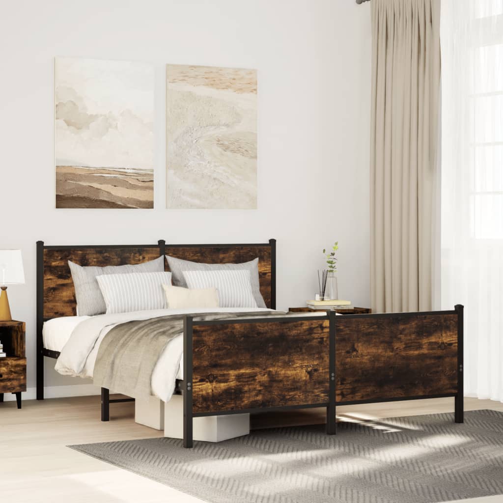 Bedframe zonder matras metaal gerookt eikenkleurig 150x200 cm is nu te koop bij PeponiXL, paradijselijk wonen!
