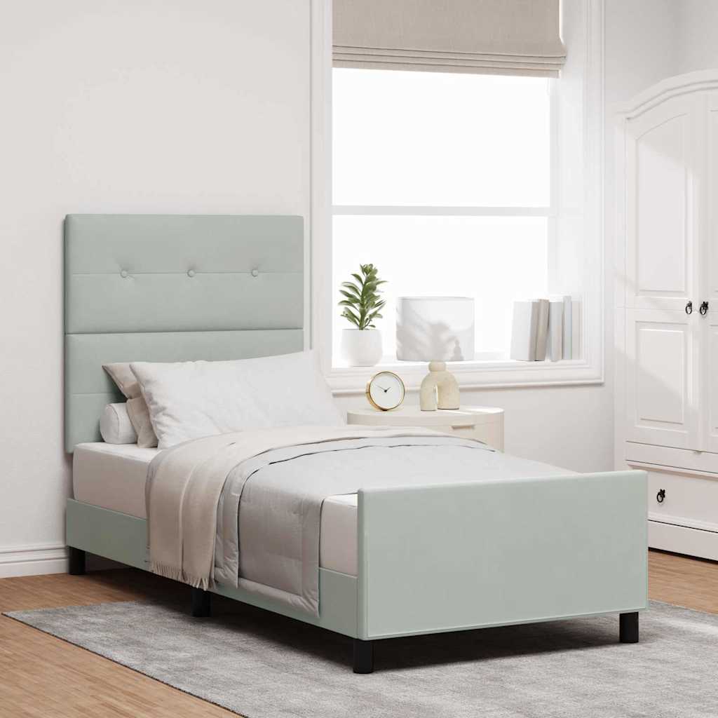 Boxspringbed met hoofdeinde Lichtgrijs 80 x 200 cm Fluweel is nu te koop bij PeponiXL, paradijselijk wonen!