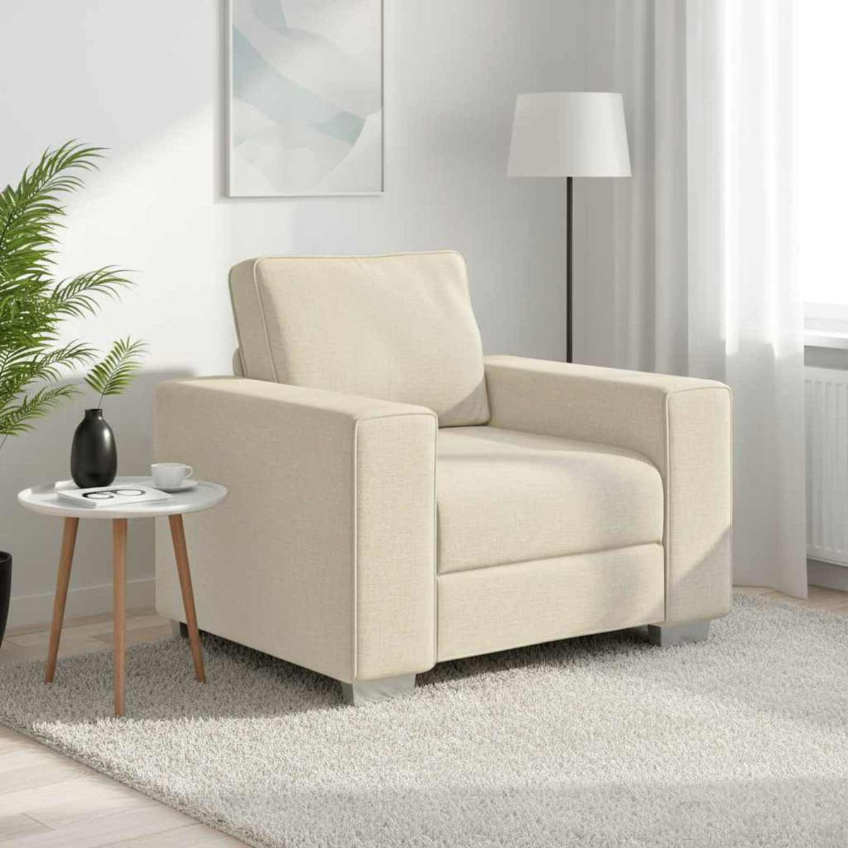 Sofa Stoel Beige 100 cm Linnen-mix stof is nu te koop bij PeponiXL, paradijselijk wonen!