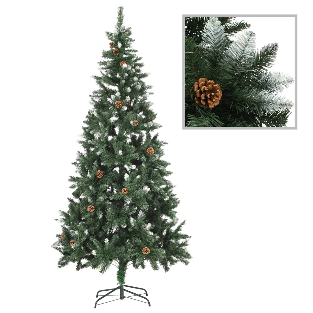 Kunstkerstboom met dennenappels en wit glitter 210 cm is nu te koop bij PeponiXL, paradijselijk wonen!