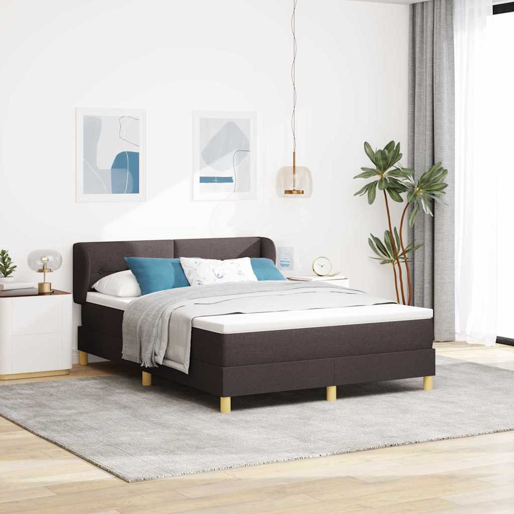 Boxspringbed met matras Donkerbruin 160 x 200 cm Stof is nu te koop bij PeponiXL, paradijselijk wonen!