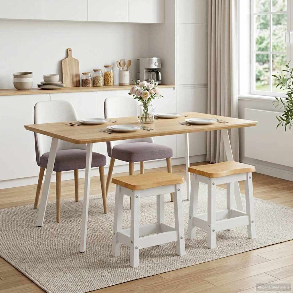 Barkruk EKAI 2 pcs Wit 40 x 29 x 45,5 cm Massief grenenhout is nu te koop bij PeponiXL, paradijselijk wonen!