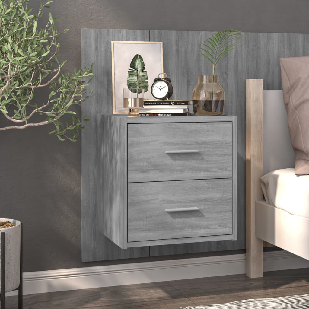 Nachtkastje wandgemonteerd grijs sonoma eikenkleurig is nu te koop bij PeponiXL, paradijselijk wonen!