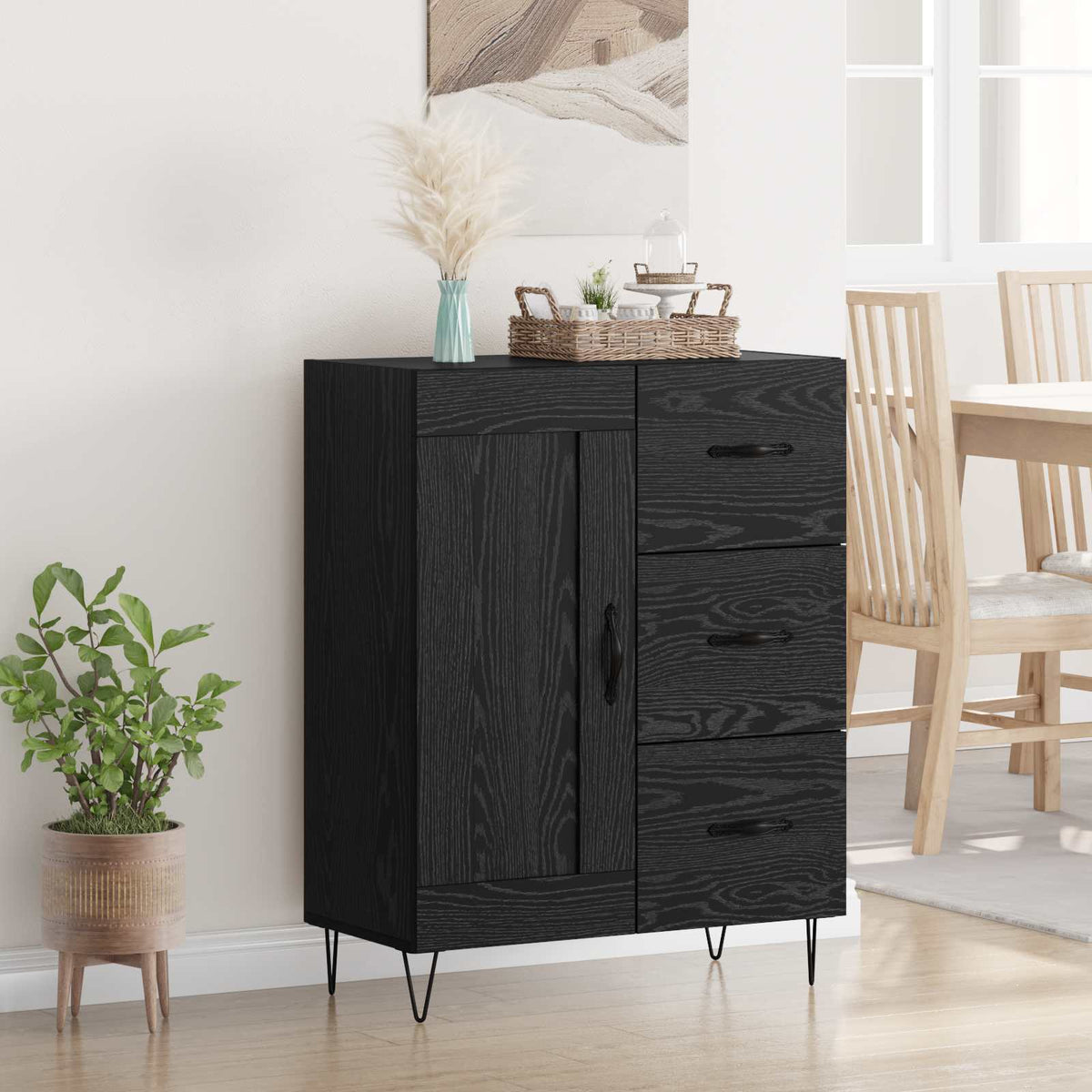 Dressoir Zwarte Eik 69,5 x 34 x 90 cm Geconstrueerd hout is nu te koop bij PeponiXL, paradijselijk wonen!