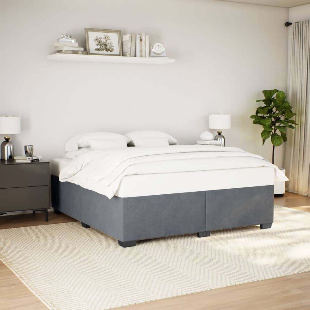 Bedframe zonder matras 180x200 cm fluweel donkergrijs is nu te koop bij PeponiXL, paradijselijk wonen!