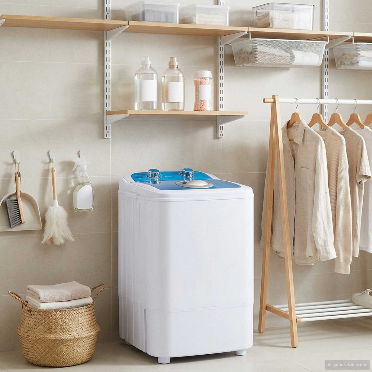 Mini Wasmachine met Enkele Wasbak 4,6 kg Blauw en Wit is nu te koop bij PeponiXL, paradijselijk wonen!
