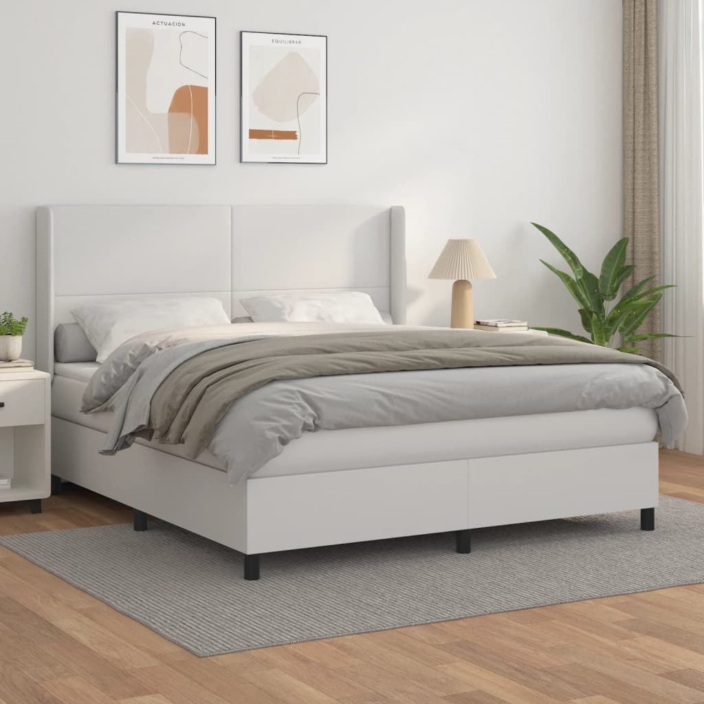 Boxspring met matras kunstleer wit 180x200 cm is nu te koop bij PeponiXL, paradijselijk wonen!