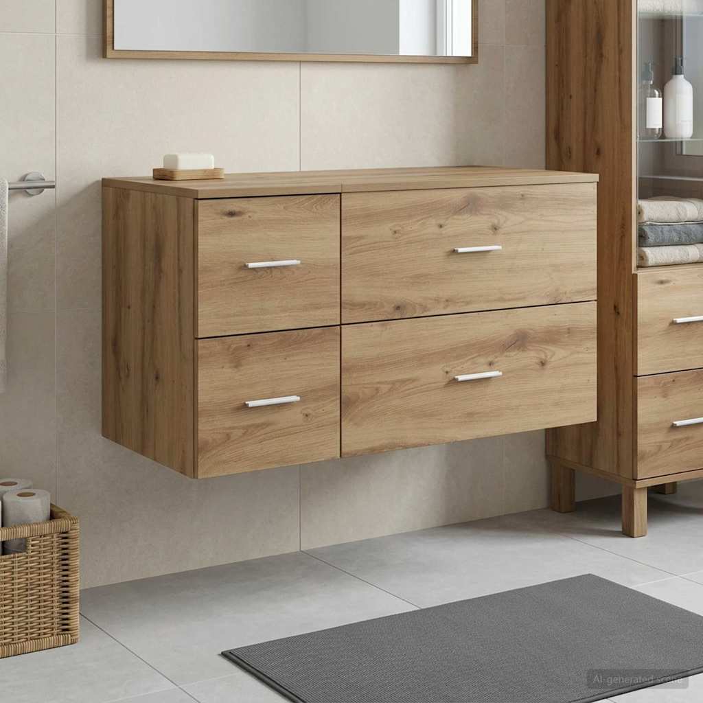 Badkamermeubelset 2 st Artisanaal eiken Bewerkt hout is nu te koop bij PeponiXL, paradijselijk wonen!