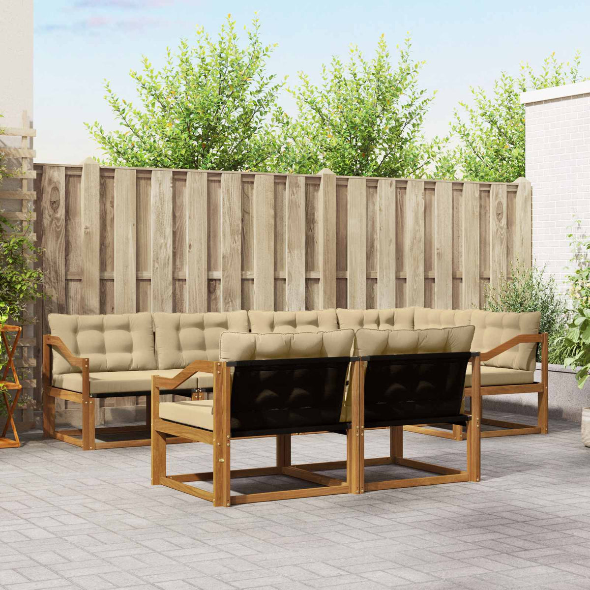 Buiten bankenset met kussen 7 pcs Natuurlijk en Beige is nu te koop bij PeponiXL, paradijselijk wonen!