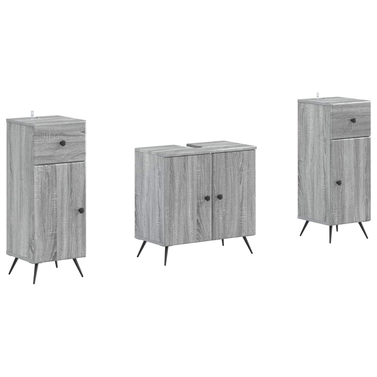 2-delige Badkamerkast Set BREDA Grijs Sonoma Bewerkt hout is nu te koop bij PeponiXL, paradijselijk wonen!