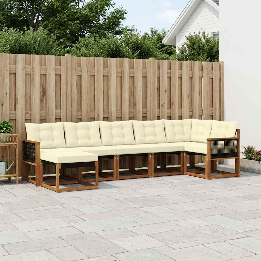 Buiten bankenset met kussen 7 pcs Natuurlijk en Crème is nu te koop bij PeponiXL, paradijselijk wonen!