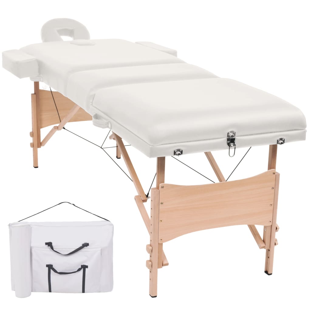 Massagetafel inklapbaar 3 zones 10 cm dik wit is nu te koop bij PeponiXL, paradijselijk wonen!