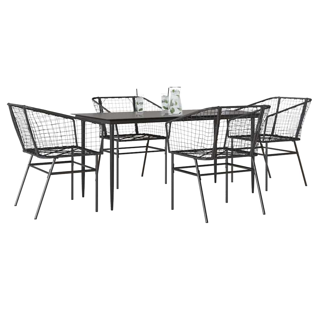 5-delige Tuinset poly rattan glas zwart is nu te koop bij PeponiXL, paradijselijk wonen!